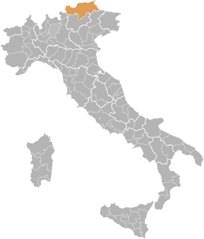 Karte Italien mit Südtirol markiert