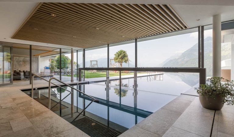 a pool inside a building